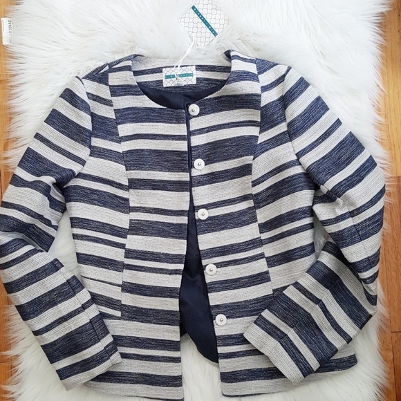 New Anthropologie Pim & Larkin Striped Blazer Jacket Size S - Picture 2 of 8